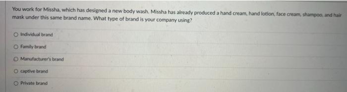 You work for Missha, which has designed a new body wash,