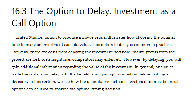 corporation owns an operating electric car dealership, together with one-year options to