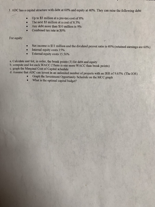 Please answer A B C and D. This is all the info