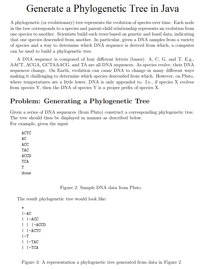 Generate a Phylogenetic Tree in Java A phylogenetic (or evolutionary) tree