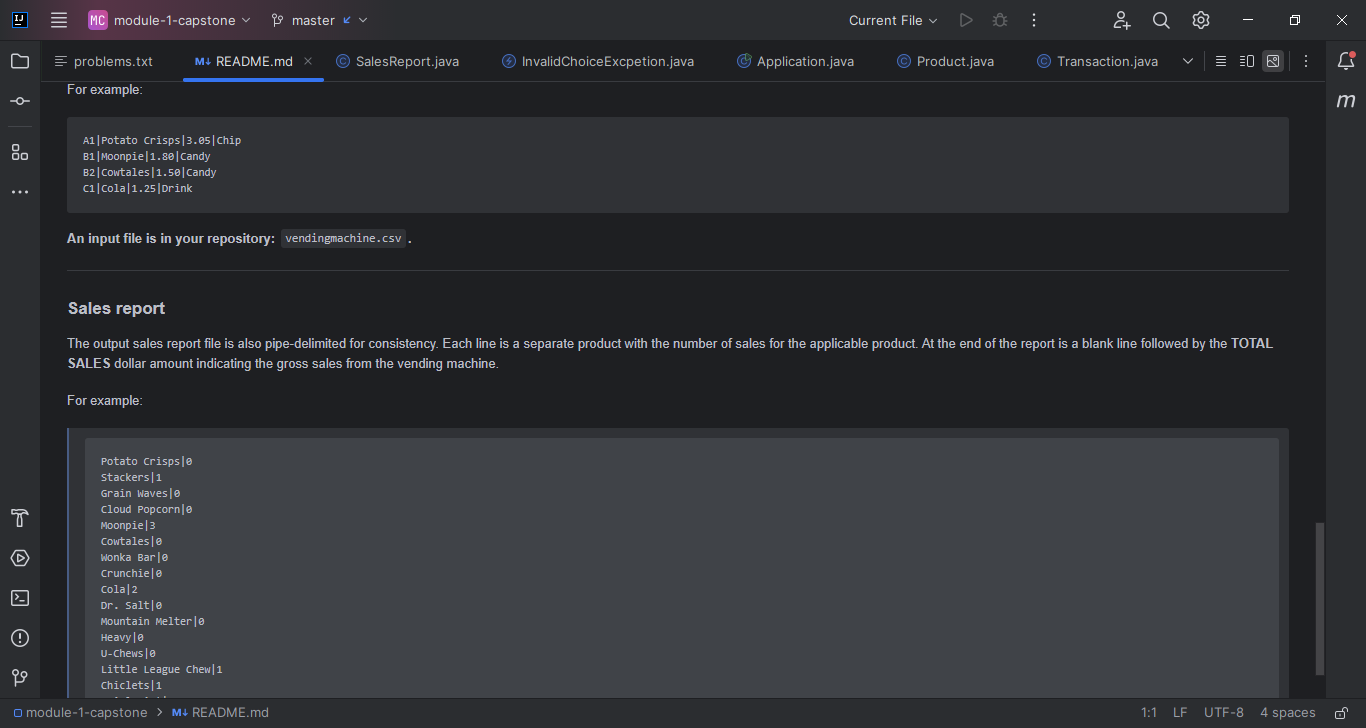  Module 1 Capstone - Vending Machine Software You're developing an application