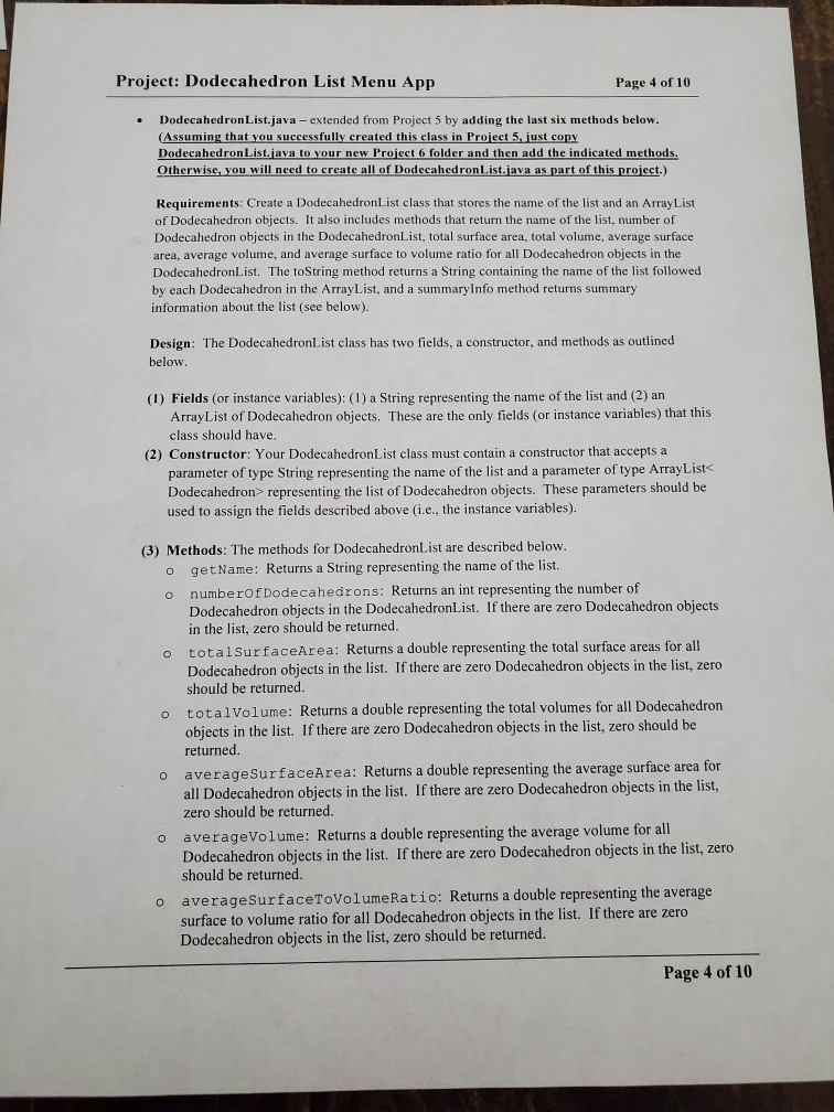 App. Thanks. Project: Dodecahedron List Menu App Page 1 of 10 Deliverables