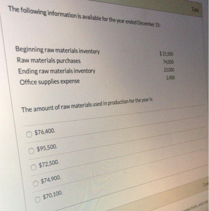 $5,000 and $15,000, respectively and cost of goods manufactured is $170,000, what