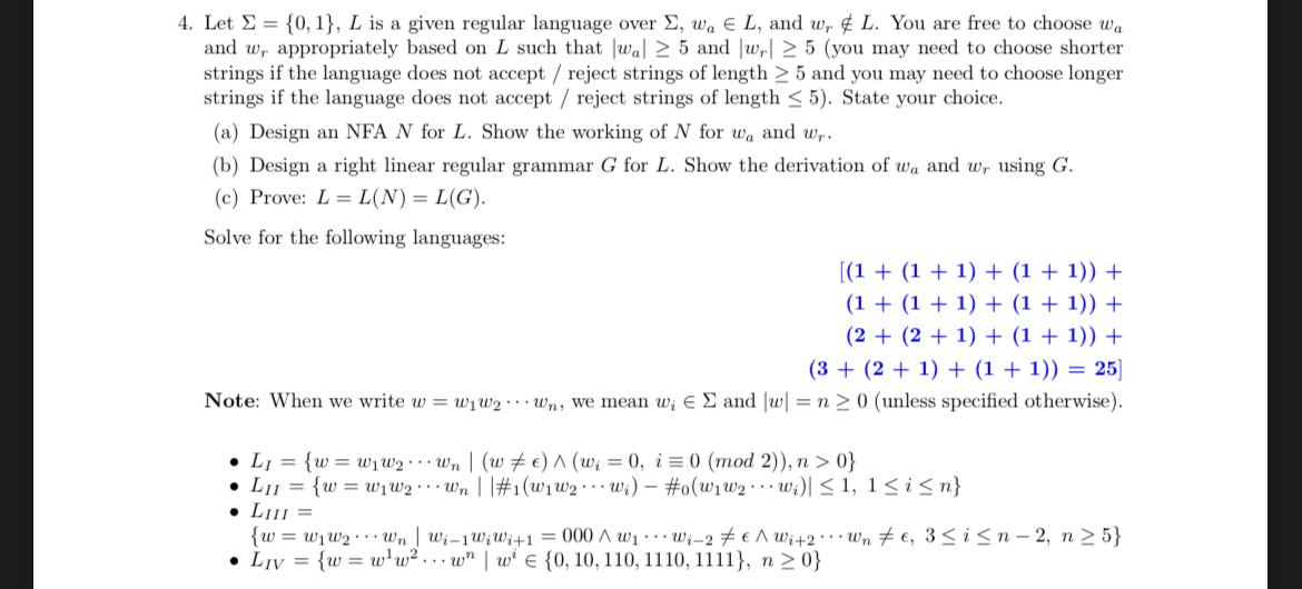  Let ={0,1},L is a given regular language over ,wainL, and wr!inL.