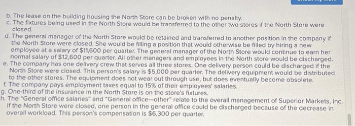 answer all!! Superior Markets, Inc, operates three stores in a large metropolitan