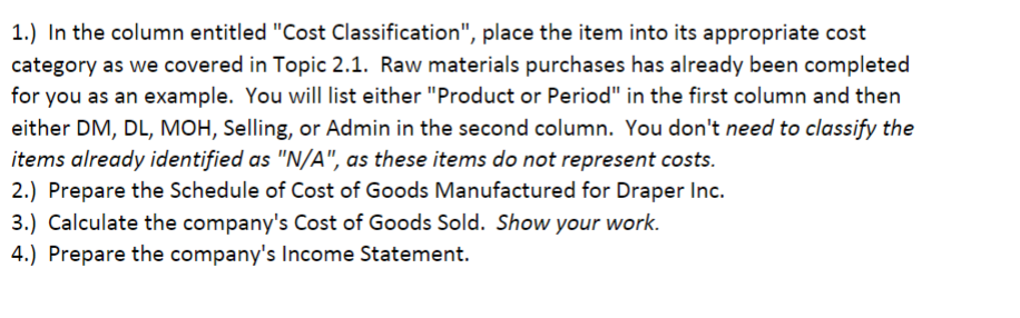 figure. (3) the Beginning Work in Process appearing as the first line