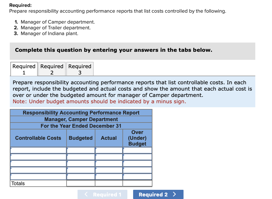 the following. 1. Manager of Camper department. 2. Manager of Trailer department.