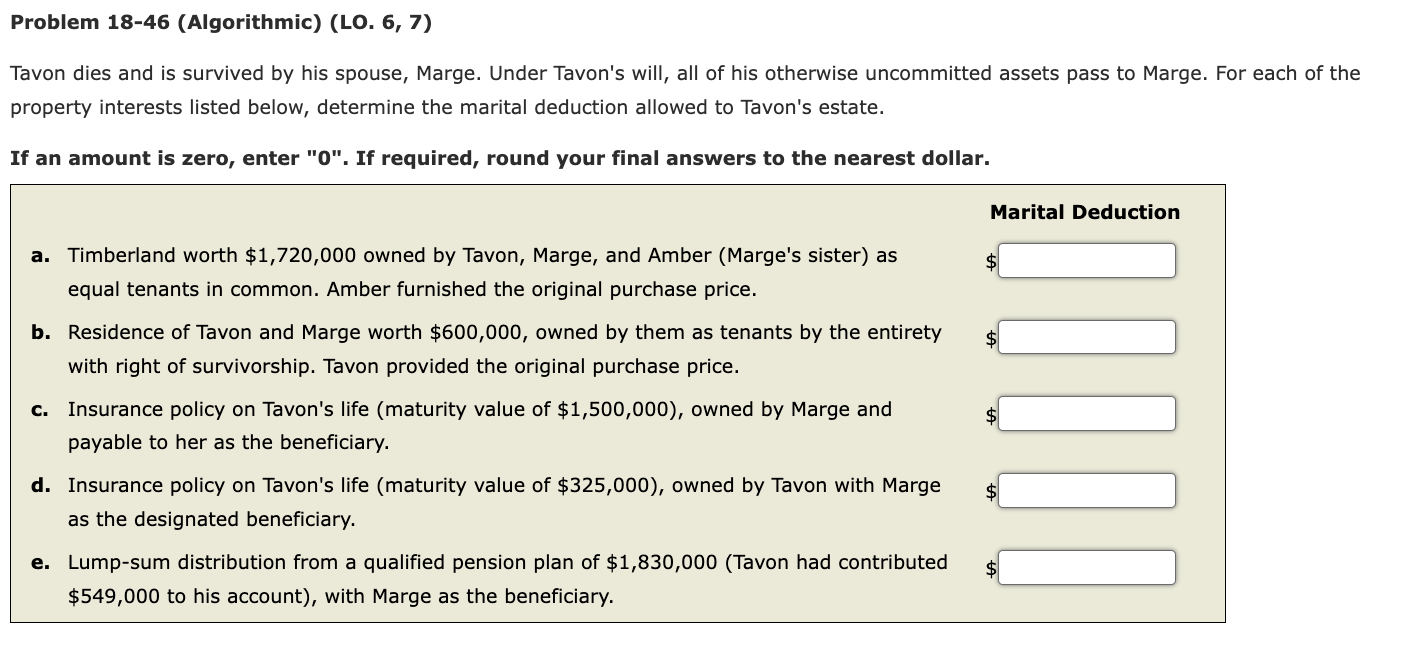  a. Timberland worth $1,720,000 owned by Tavon, Marge, and Amber (Marge's