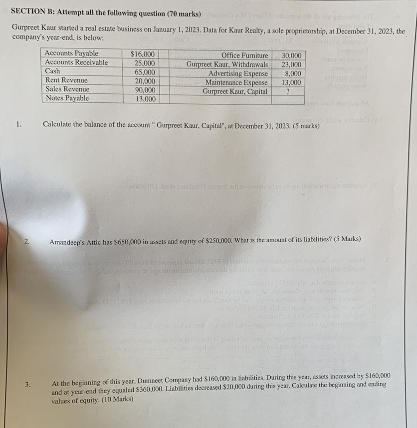  SECTION B: Attempt all the following question (70 marks) Gurpreet Kaur