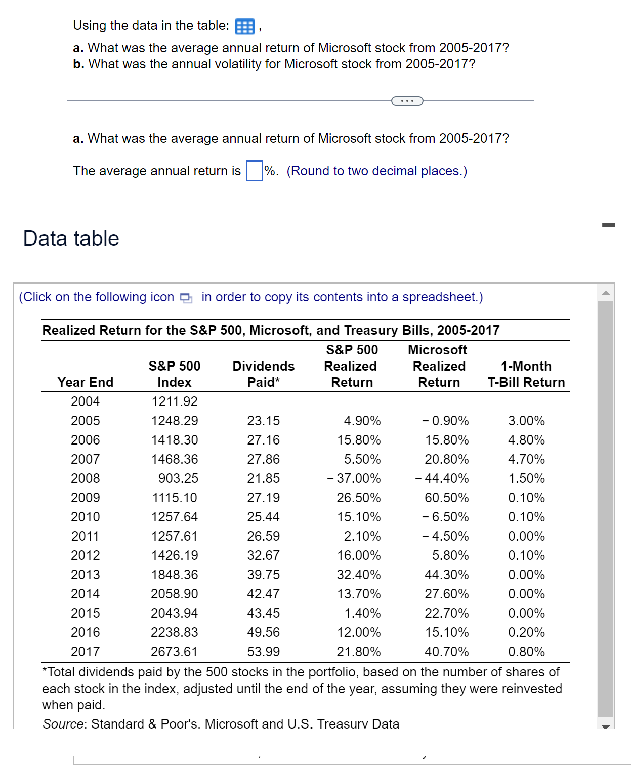Please help with A & B Using the data in the table: