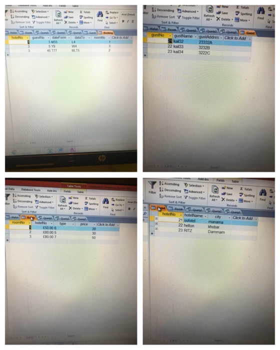  Database for management course, please use Microsoft Access to solve these