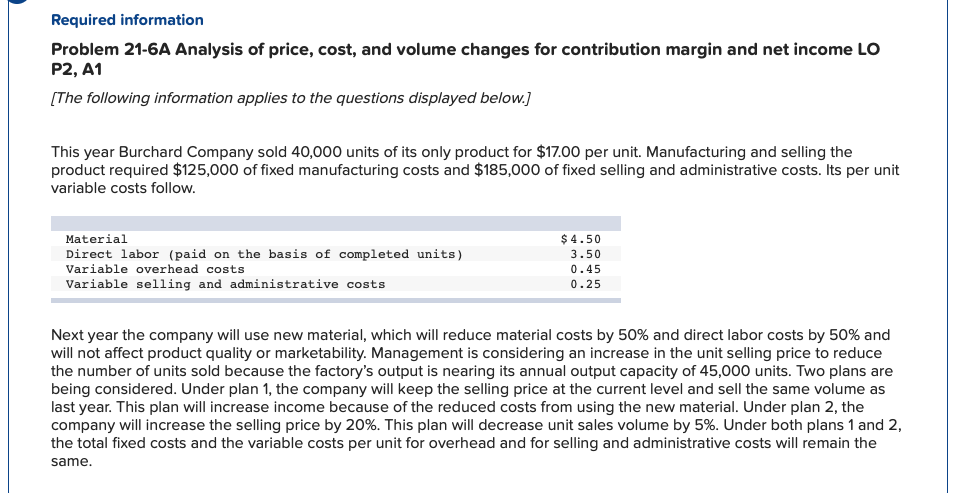 Need help with the accounting problem. Required information Problem 21-6A Analysis of