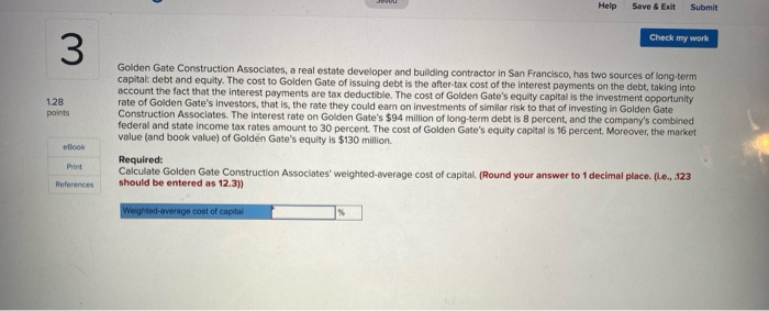  Help Save & Exit Submit Check my work 128 Golden Gate