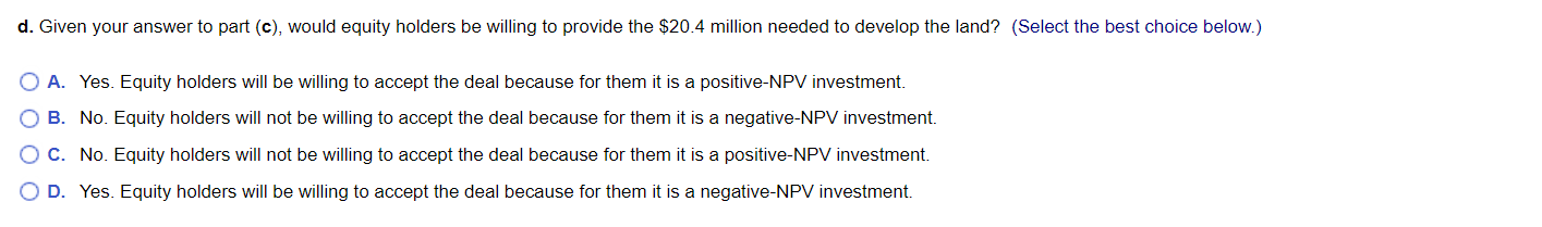 land, and whose only liability is debt of $15.5 million due in