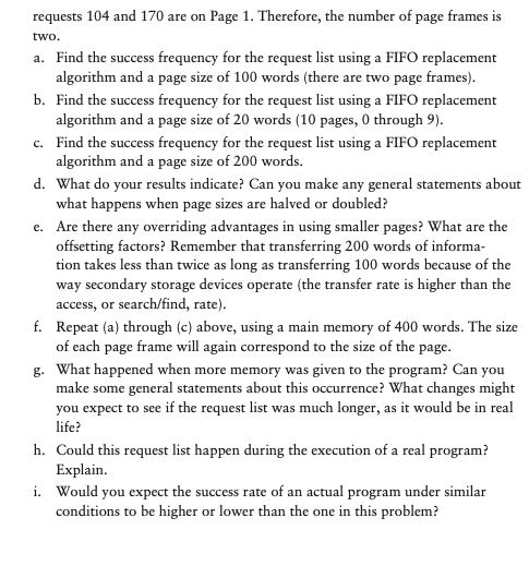 effect of changing page sizes in a demand paging system. The following
