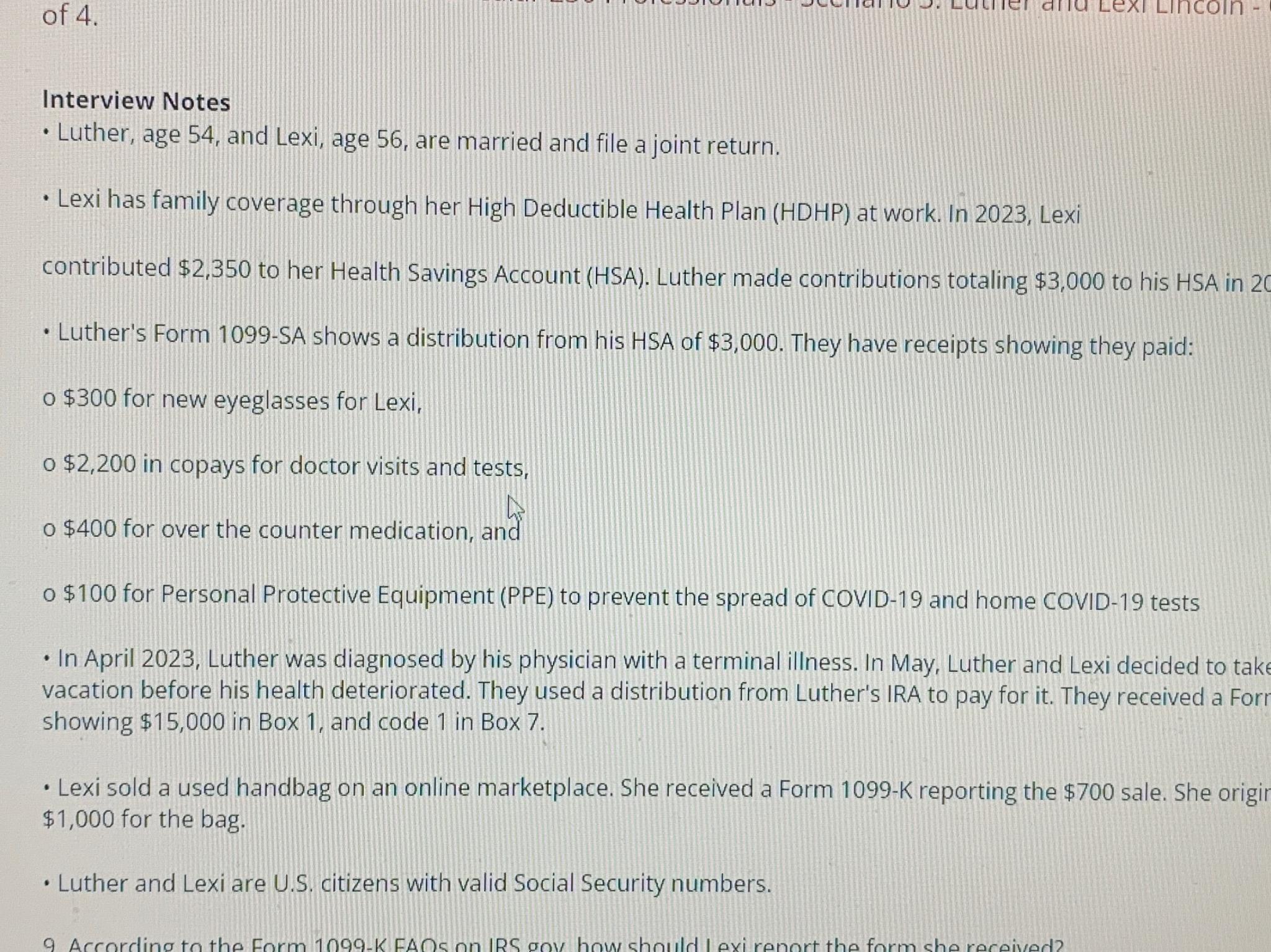  of 4. Interview Notes Luther, age 54, and Lexi, age 56,