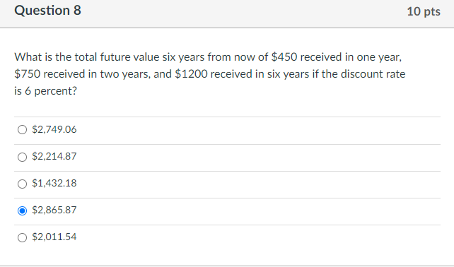  What is the total future value six years from now of