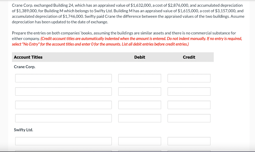 Crane Corp. exchanged Building 24 , which has an appraised value