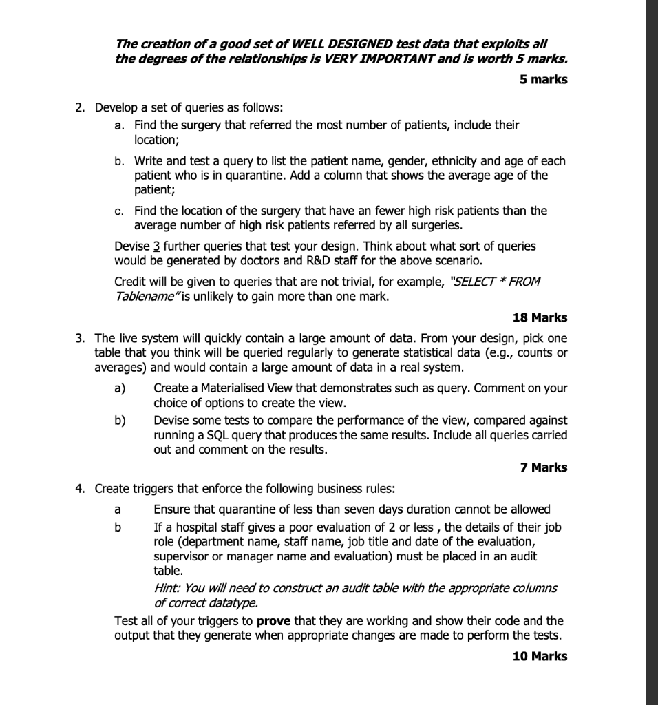 build a database to support the needs of The Central Hospital, England