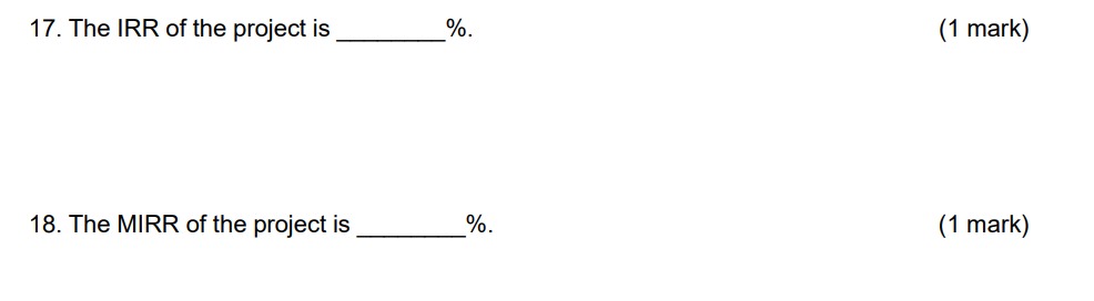 Value. (2 marks) Initial Outlay: Terminal Value: 3. Calculate the annual cost