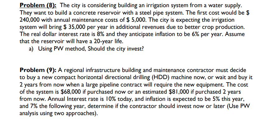 show steps plz and don't use excel Problem (8): The city is