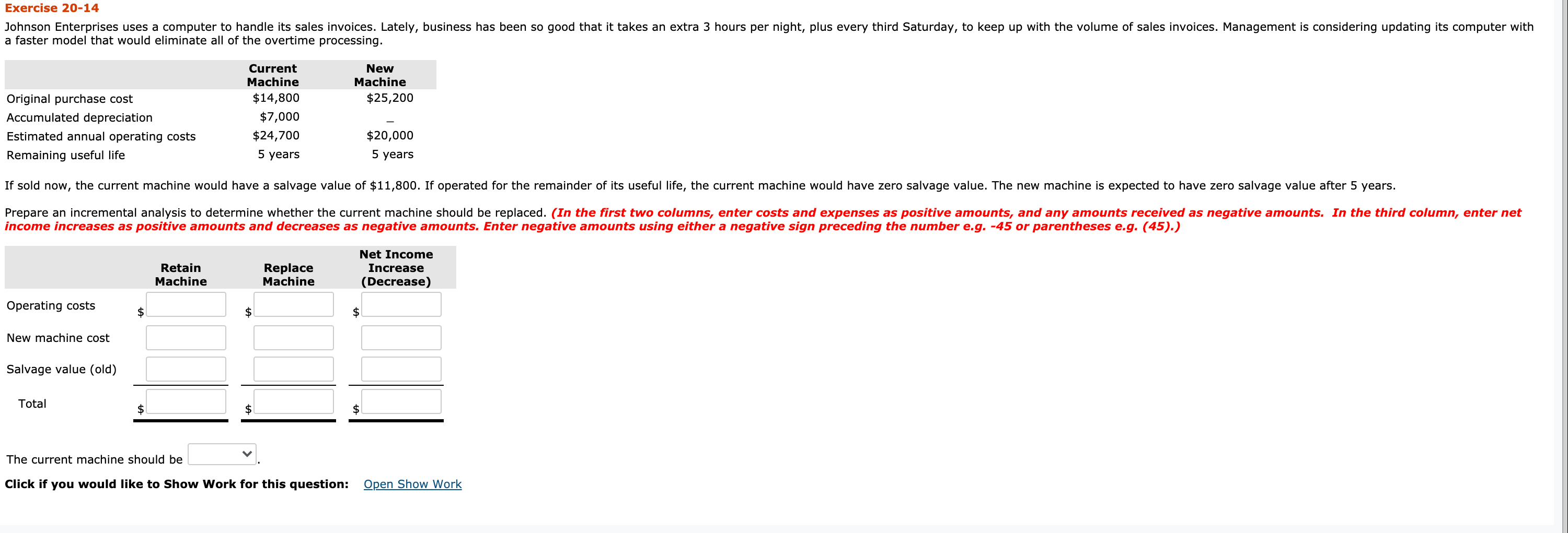 Exercise 20-14 Johnson Enterprises uses a computer to handle its sales