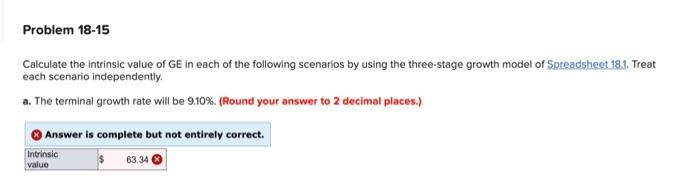 value Inputs for GE beta mkt_prem rt k_equity term_gwth 1.1 0.08 0.025