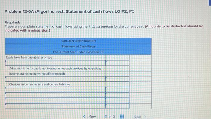 year income statement, comparative balance sheets, and additional information follow. For the