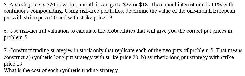  Only need to answer problem 7 5. A stock price is