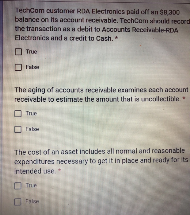  TechCom customer RDA Electronics paid off an $8,300 balance on its