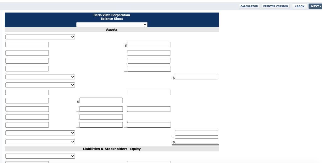 account information for Carla Vista Corporation. Equipment Interest Expense Interest Payable Retained