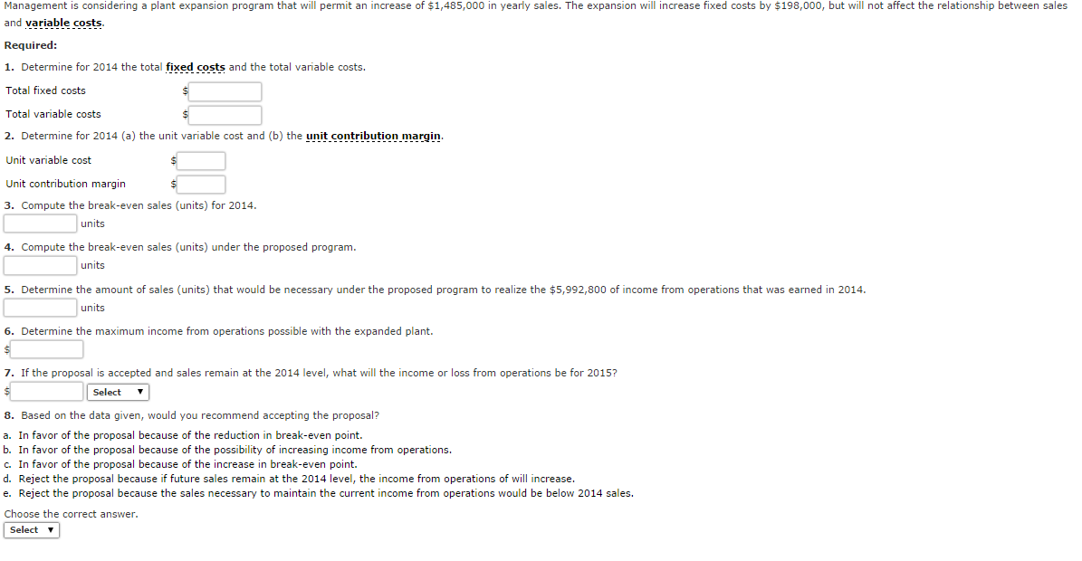 Break-Even Sales Under Present and Proposed Conditions Battonkill Company, operating at full