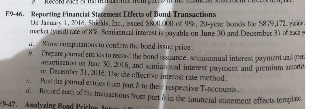Il he anclal stateenCcspia d. Record each or the transactions TroT