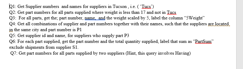 I need the SQL code for each question. Here's the database script.