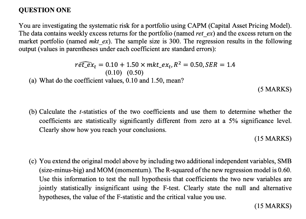 May I get help with A,B,C,D and E please QUESTION ONE You