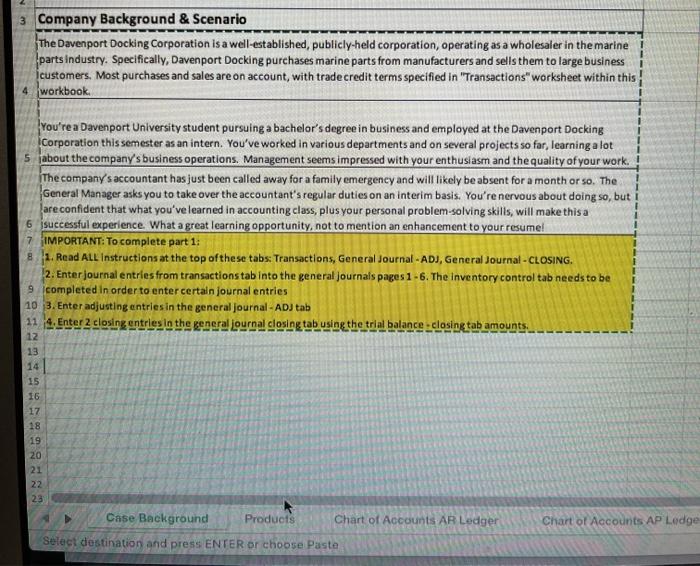  Docking Project 3 Company Background & Scenario The Davenport Docking Corporation
