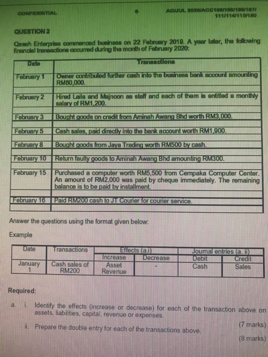  please help me , i need the answer secepat mungkin CONFIDENTIAL