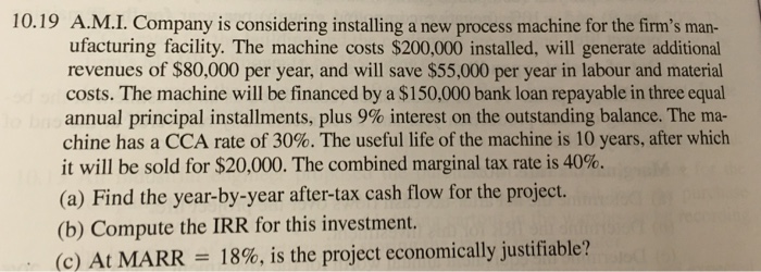  A.M.I. Company is considering installing a new process machine for the