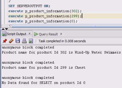 Using Oracle SQL Create a procedure that accepts product ID as a