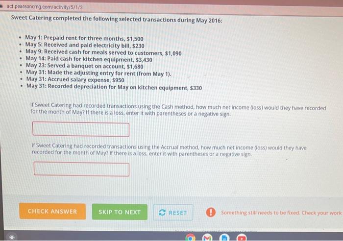  reet Catering completed the following selected transactions during May 2016: -