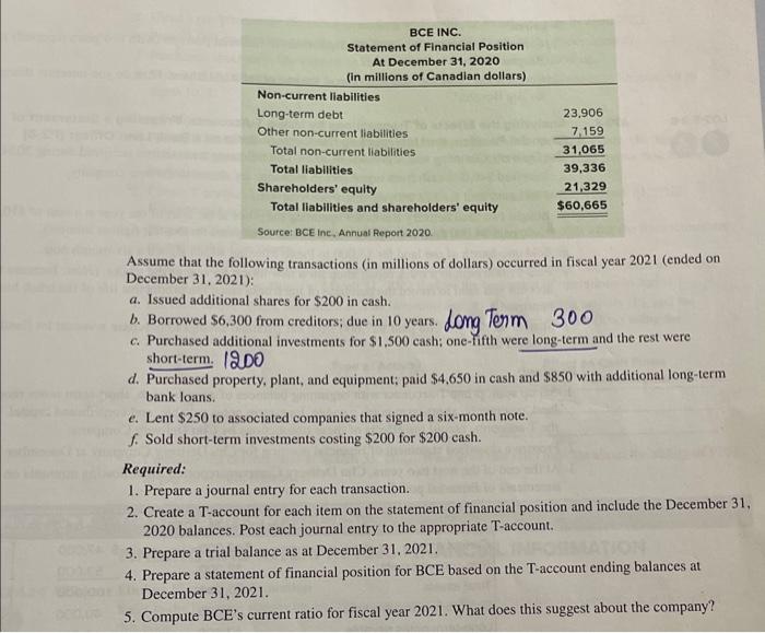 T-Accounts, Preparing a Statement of Financial Position, and Evaluating the Current Ratio