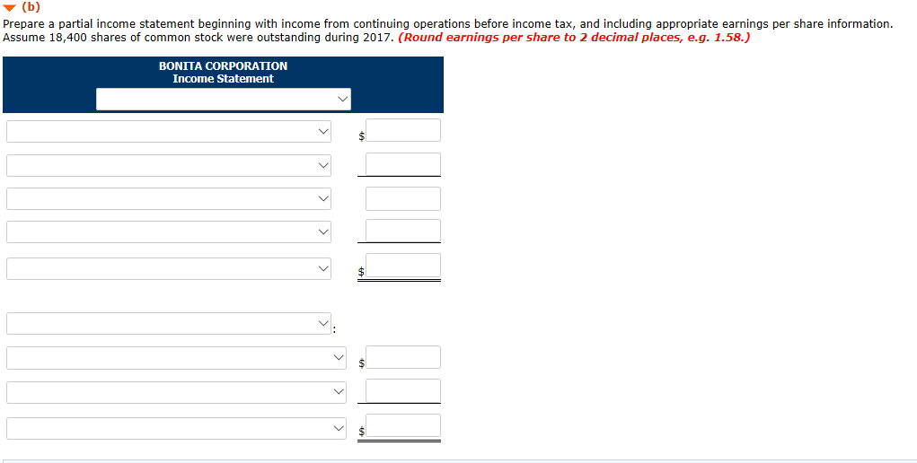of Bonita Corporation as of December 31, 2017. Cash Administrative expenses Selling