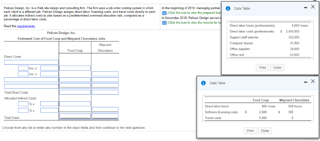 consulting firm. The firm uses a job order costing system in which