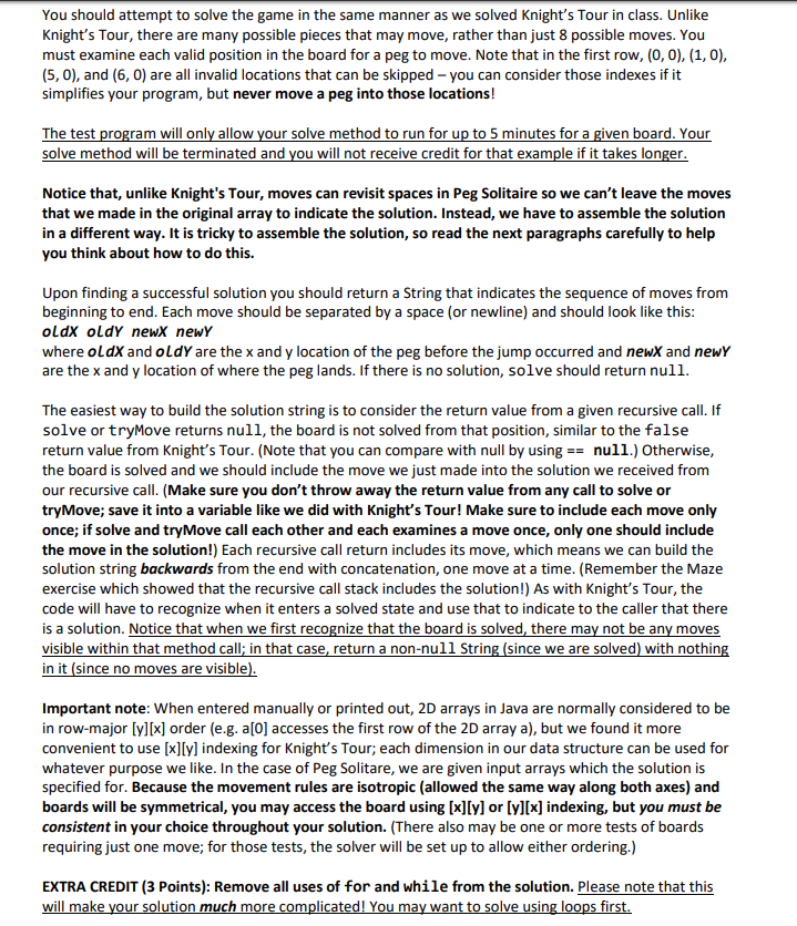 A constrained grid is presented with locations where pegs may be present
