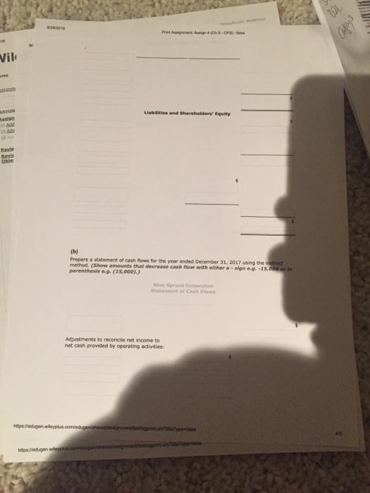 5-11 (Part Level Submission) Blue Spruce Corp.'s statement of financial position at