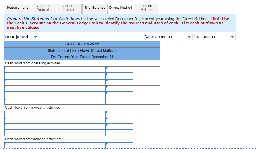 cash payment of taxes. GOLDEN CORPORATION Comparative Balance Sheets December 31 Current