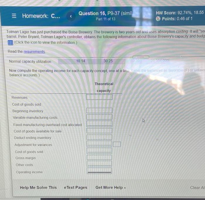  i need the theoretical and practical. = Homework: C... Question 16,