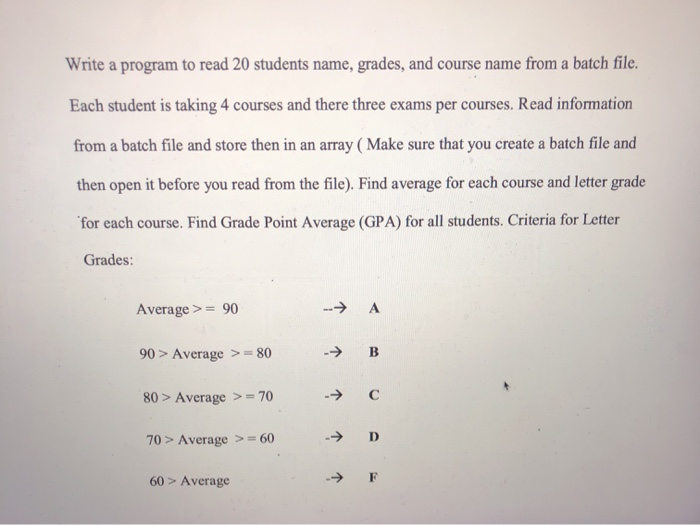  Write a program to read 20 students name, grades, and course