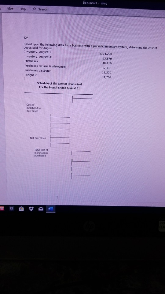 Document Word O Search View Help # 24 Based upon the