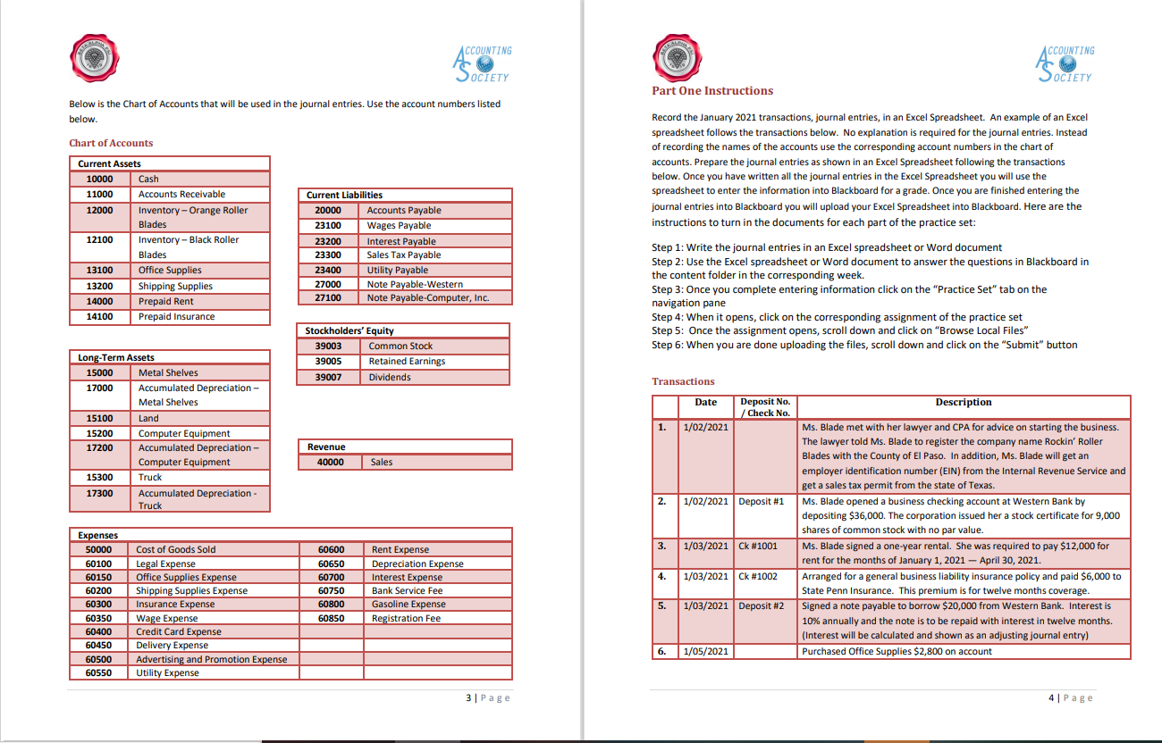 SETY The Business This practice set is designed in five parts. In